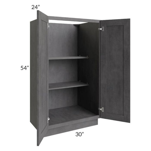 RTA Stone Grey 30" x 54" Split Pantry Base Cabinet with 4 Roll Out Trays