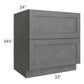 RTA Stone Grey 33" 2-Drawer Base Cabinet with 1 Decorative End Panel