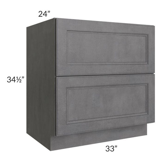 RTA Stone Grey 33" 2-Drawer Base Cabinet