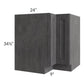 RTA Stone Grey 33" Easy Reach Corner Base Cabinet with 1 Decorative End Panel