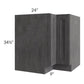RTA Stone Grey 33" Lazy Susan Corner Base with Stainless Steel Baskets with 1 Decorative End Panel
