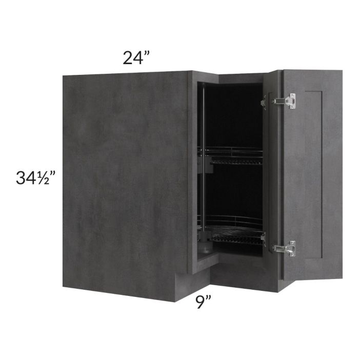 RTA Stone Grey 33" Lazy Susan Corner Base with Stainless Steel Baskets