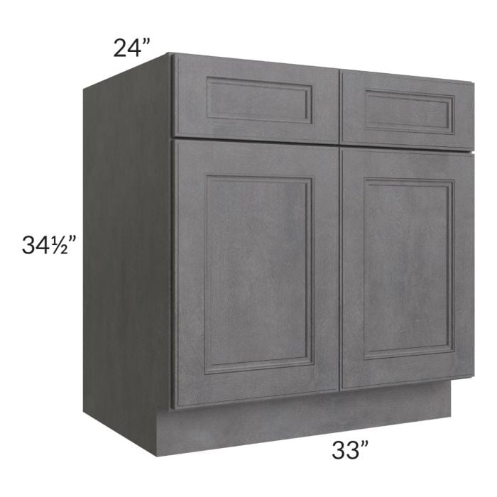 RTA Stone Grey 33" Sink Base with 2 Decorative End Panels