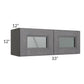 RTA Stone Grey 33" x 12" Decorative Wall Cabinet with Plain Glass