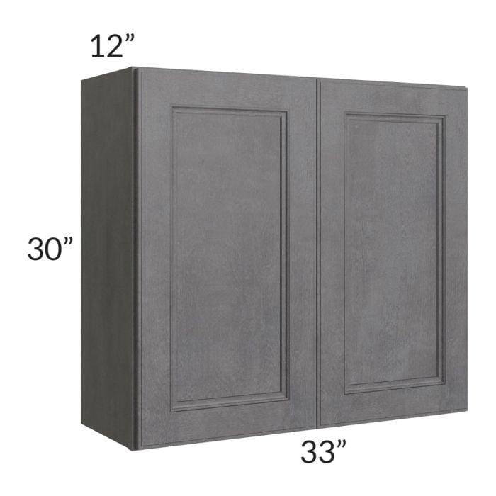 RTA Stone Grey 33" x 30" Wall Cabinet with 2 Decorative End Panels