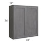 RTA Stone Grey 33" x 36" Wall Cabinet with 1 Decorative End Panel