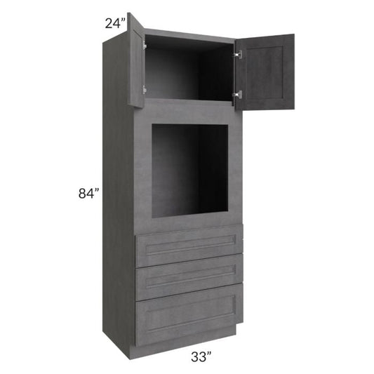RTA Stone Grey 33" x 84" Universal Oven Cabinet with 2 Decorative End Panels