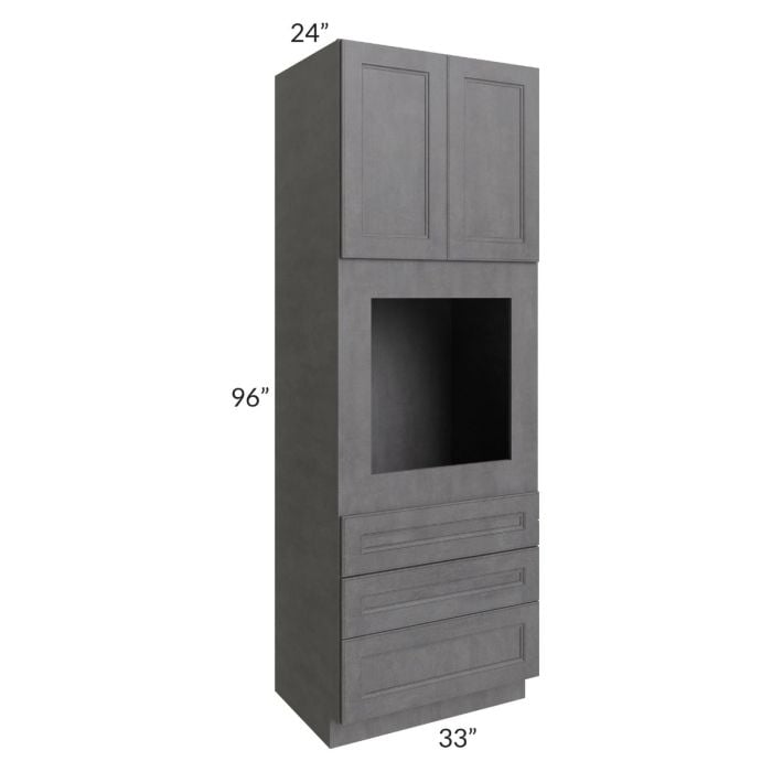 RTA Stone Grey 33" x 96" Universal Oven Cabinet with 1 Decorative End Panel
