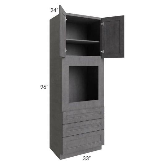 RTA Stone Grey 33" x 96" Universal Oven Cabinet with 1 Decorative End Panel