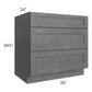 RTA Stone Grey 36" 3-Drawer Base Cabinet with 2 Decorative End Panels
