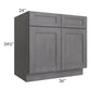 RTA Stone Grey 36" Base Cabinet with 2 Decorative End Panels and 1 Roll Out Tray