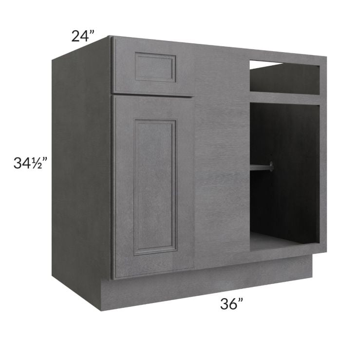 RTA Stone Grey 36" Blind Corner Base Unit with 1 Decorative End Panel