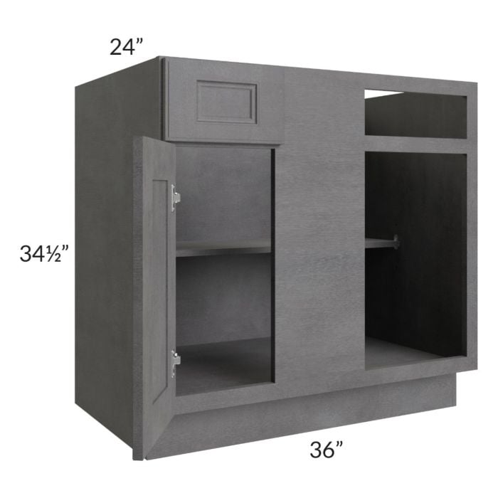 RTA Stone Grey 36" Blind Corner Base Unit with 1 Decorative End Panel