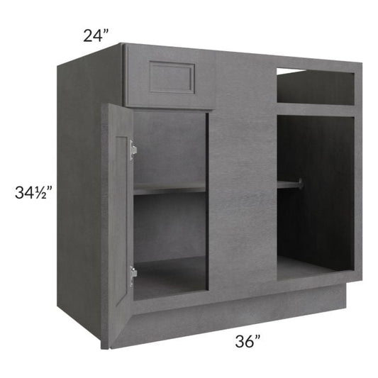 RTA Stone Grey 36" Blind Corner Base Unit with 1 Decorative End Panel