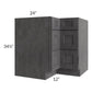 RTA Stone Grey 36" Corner Three Drawer Base Cabinet with 1 Decorative End Panel