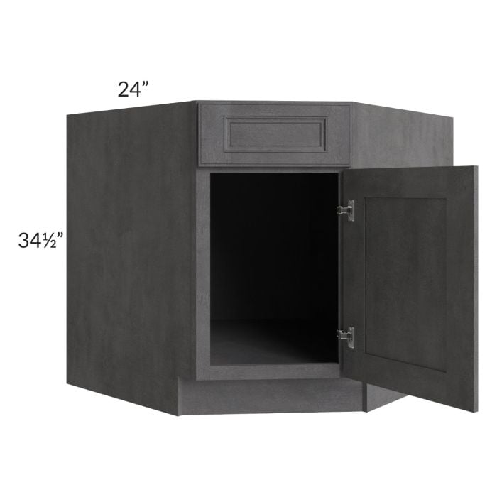 RTA Stone Grey 36" Diagonal Corner Sink Base Cabinet with 2 Decorative End Panels