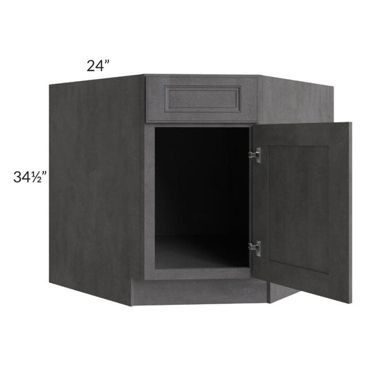 RTA Stone Grey 36" Diagonal Corner Sink Base Cabinet with 2 Decorative End Panels
