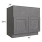 RTA Stone Grey 36" Farm Sink Base with 1 Decorative End Panel