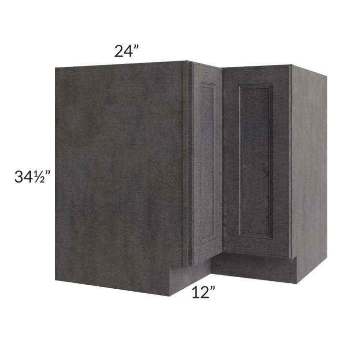 RTA Stone Grey 36" Lazy Susan Corner Base with 2 Wood Baskets