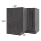 RTA Stone Grey 36" Lazy Susan Corner Base with Stainless Steel Baskets with 1 Decorative End Panel