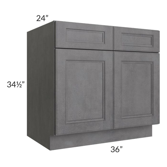 RTA Stone Grey 36" Sink Base with 1 Decorative End Panel