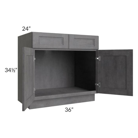 RTA Stone Grey 36" Sink Base with 1 Decorative End Panel