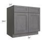 RTA Stone Grey 36" Sink Base with 2 Decorative End Panels