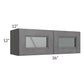 RTA Stone Grey 36" x 12" Decorative Wall Cabinet with Plain Glass