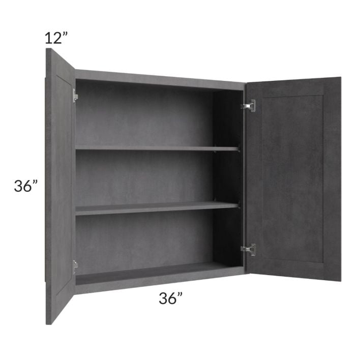 RTA Stone Grey 36" x 36" Wall Cabinet with 1 Decorative End Panel