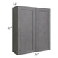 RTA Stone Grey 36" x 42" Wall Cabinet with 1 Decorative End Panel