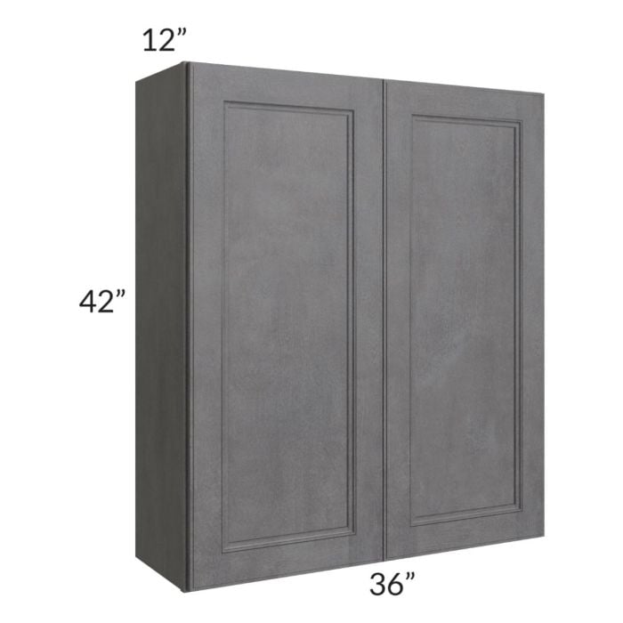 RTA Stone Grey 36" x 42" Wall Cabinet with 2 Decorative End Panels