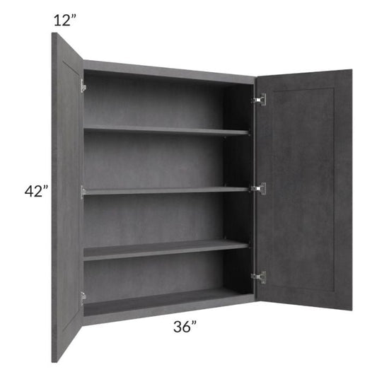 RTA Stone Grey 36" x 42" Wall Cabinet with Glass Door