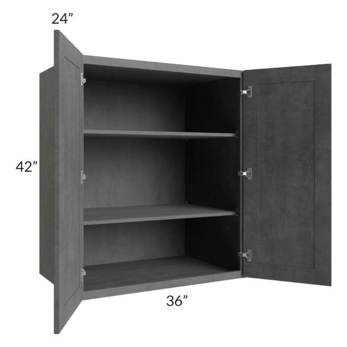 RTA Stone Grey 36" x 42" x 24" Split Pantry Wall Cabinet