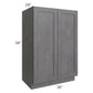 RTA Stone Grey 36" x 54" Split Pantry Base Cabinet with 1 Roll Out Tray