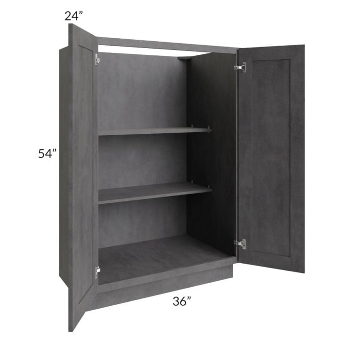 RTA Stone Grey 36" x 54" Split Pantry Base Cabinet with 1 Roll Out Tray