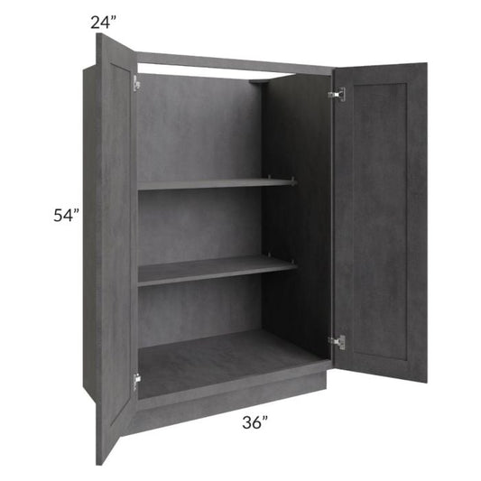 RTA Stone Grey 36" x 54" Split Pantry Base Cabinet with 4 Roll Out Trays