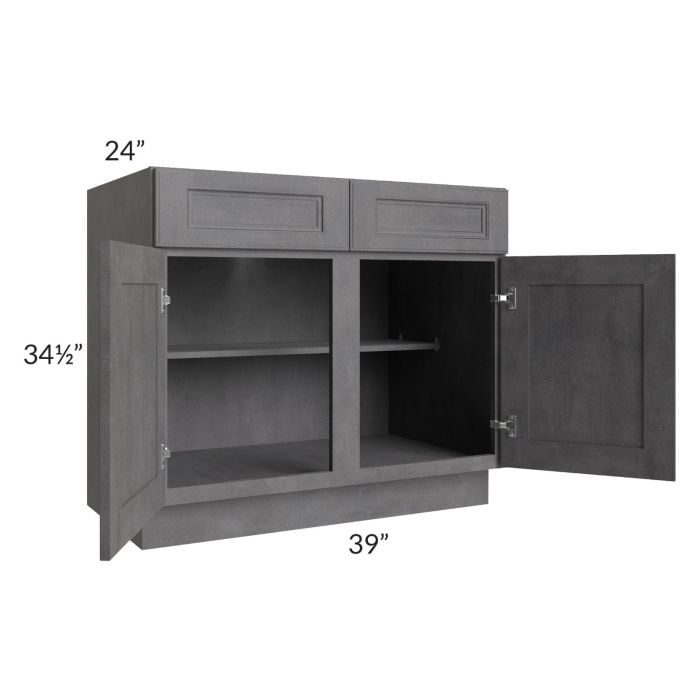 RTA Stone Grey 39" Base Cabinet with 2 Decorative End Panels