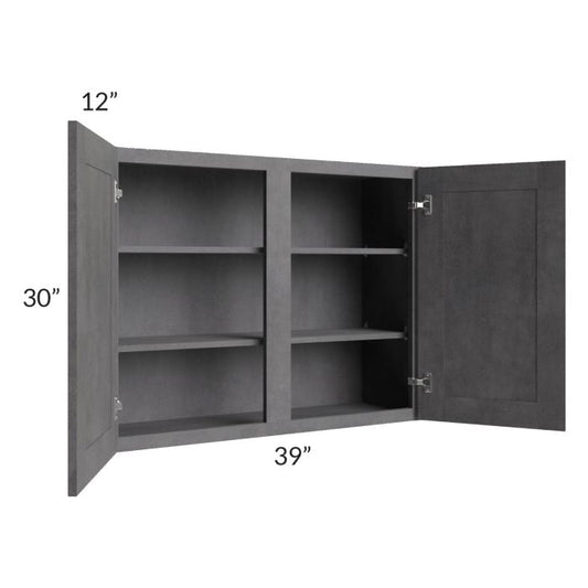 RTA Stone Grey 39" x 30" Wall Cabinet with 1 Decorative End Panel