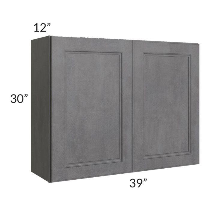RTA Stone Grey 39" x 30" Wall Cabinet with 2 Decorative End Panels
