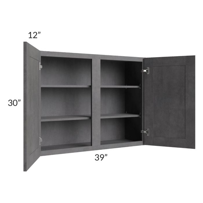 RTA Stone Grey 39" x 30" Wall Cabinet with 2 Decorative End Panels