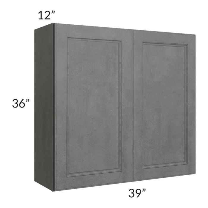 RTA Stone Grey 39" x 36" Wall Cabinet with 2 Decorative End Panels
