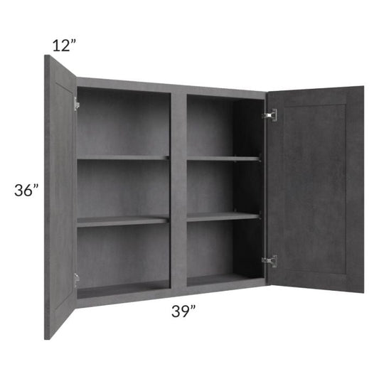 RTA Stone Grey 39" x 36" Wall Cabinet with 2 Decorative End Panels