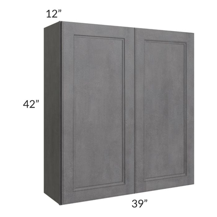 RTA Stone Grey 39" x 42" Wall Cabinet with 1 Decorative End Panel