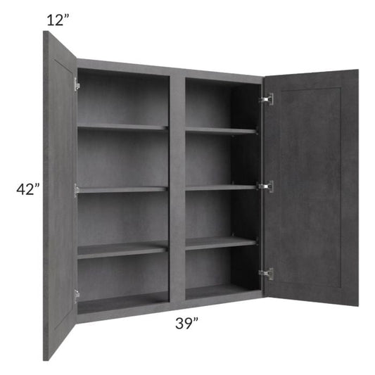RTA Stone Grey 39" x 42" Wall Cabinet with 2 Decorative End Panels