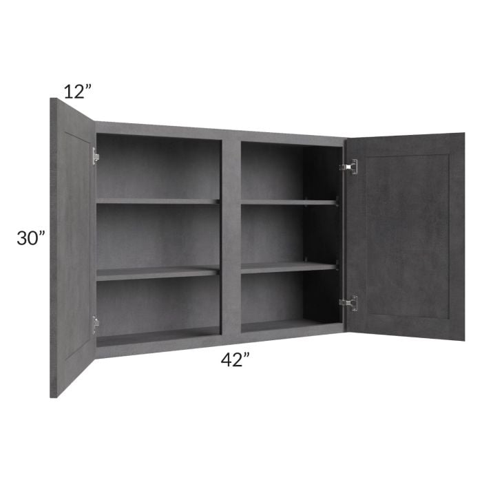 RTA Stone Grey 42" x 30" Wall Cabinet with 1 Decorative End Panel