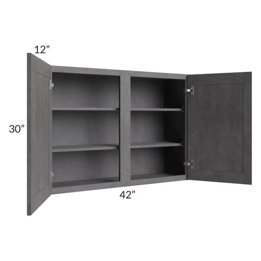 RTA Stone Grey 42" x 30" Wall Cabinet with 2 Decorative End Panels