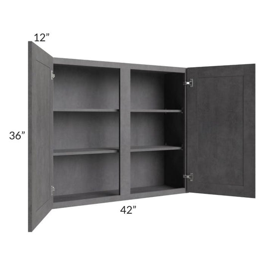 RTA Stone Grey 42" x 36" Wall Cabinet with 2 Decorative End Panels