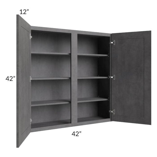 RTA Stone Grey 42" x 42" Wall Cabinet with 1 Decorative End Panel
