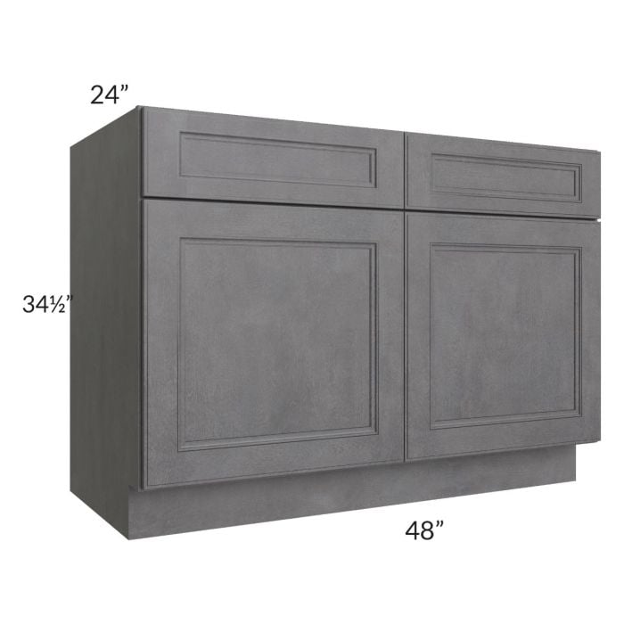 RTA Stone Grey 48" Base Cabinet with 1 Decorative End Panel