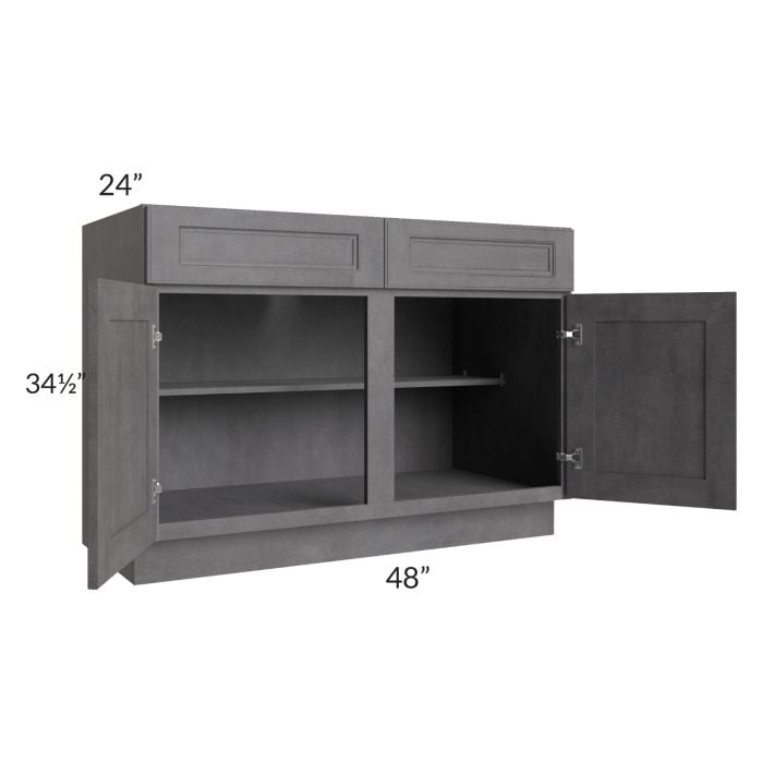 RTA Stone Grey 48" Base Cabinet with 1 Decorative End Panel